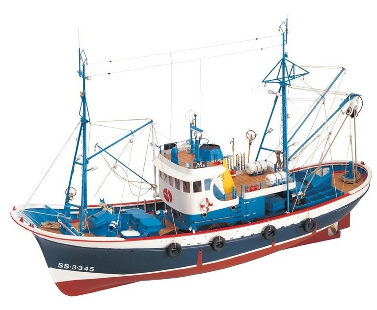 Thonier Marina II 1/50. Maquette Bateau de Pêche en Bois