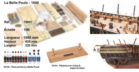 Maquette de bateau en bois la Belle poule