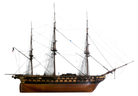 Maquette de bateau en bois la Belle poule