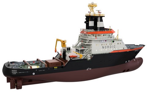 maquette de remorqueur en bois le Nordic de haute mer