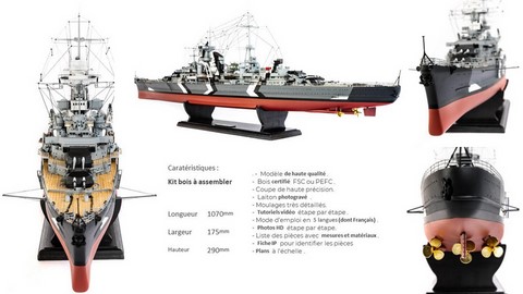 maquette de bateau militaire en bois Prinz-Euger 